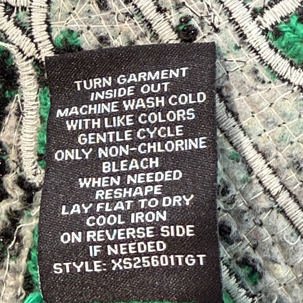 33 Degrees Womens Christmas Cat Cardigan Sweater M Green Leopard Sequin Holiday - Picture 7 of 9
